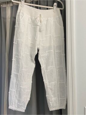 Patchwork Pants Drawstring White Large NWOT